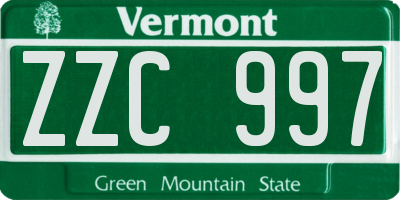 VT license plate ZZC997