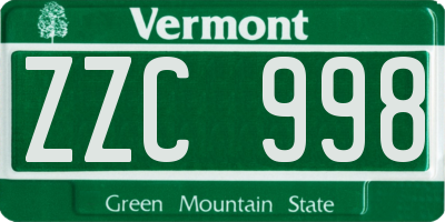 VT license plate ZZC998