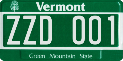 VT license plate ZZD001