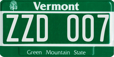 VT license plate ZZD007