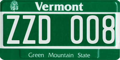 VT license plate ZZD008