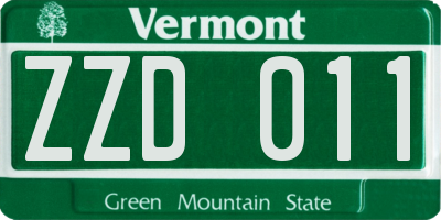 VT license plate ZZD011