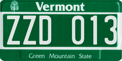 VT license plate ZZD013