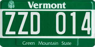 VT license plate ZZD014