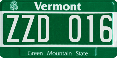 VT license plate ZZD016