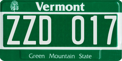 VT license plate ZZD017
