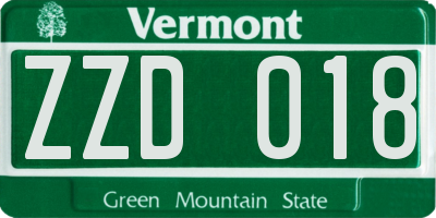 VT license plate ZZD018