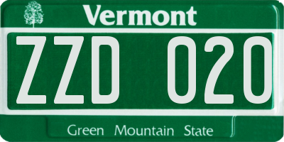 VT license plate ZZD020