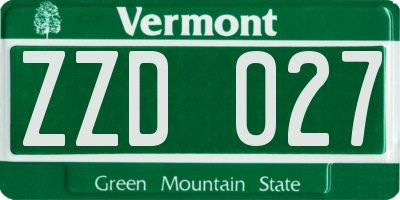 VT license plate ZZD027