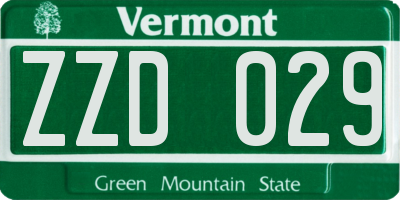 VT license plate ZZD029