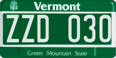 VT license plate ZZD030