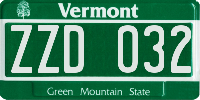 VT license plate ZZD032