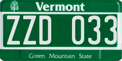 VT license plate ZZD033