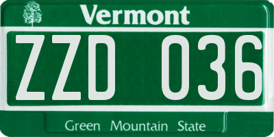 VT license plate ZZD036