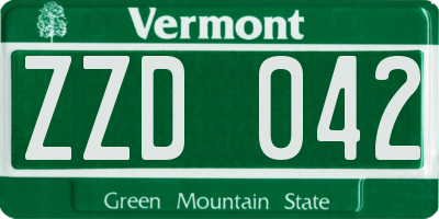VT license plate ZZD042