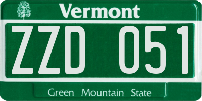 VT license plate ZZD051