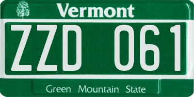 VT license plate ZZD061