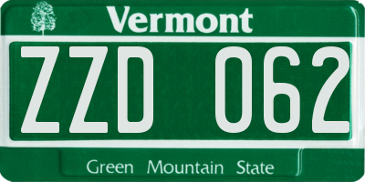 VT license plate ZZD062
