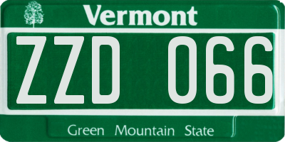 VT license plate ZZD066