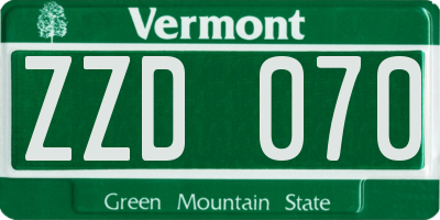 VT license plate ZZD070