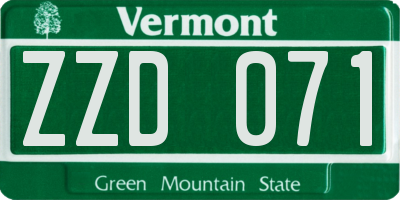 VT license plate ZZD071