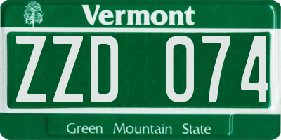VT license plate ZZD074