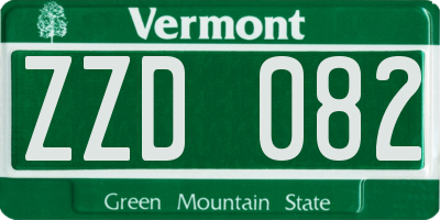 VT license plate ZZD082
