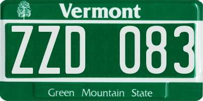 VT license plate ZZD083
