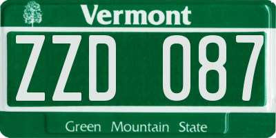 VT license plate ZZD087
