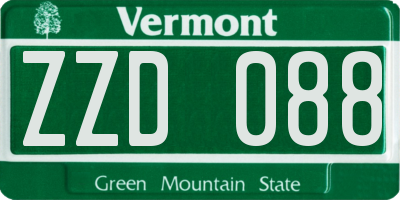 VT license plate ZZD088