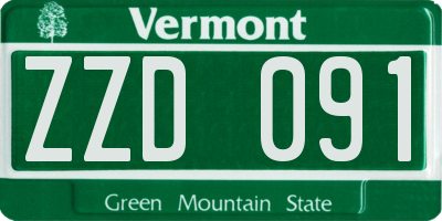 VT license plate ZZD091