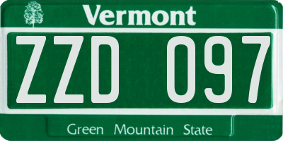 VT license plate ZZD097