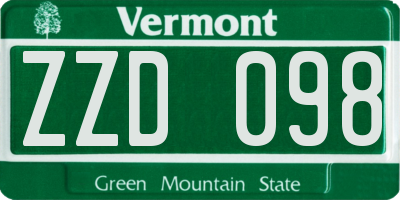 VT license plate ZZD098