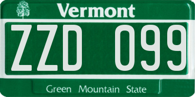 VT license plate ZZD099