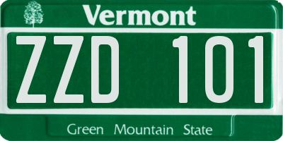 VT license plate ZZD101