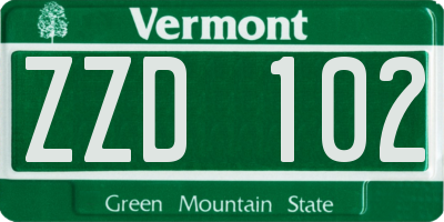 VT license plate ZZD102