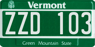 VT license plate ZZD103