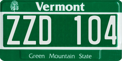 VT license plate ZZD104