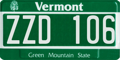 VT license plate ZZD106