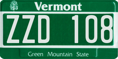 VT license plate ZZD108