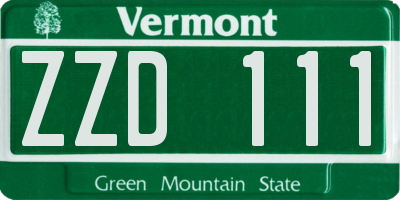 VT license plate ZZD111