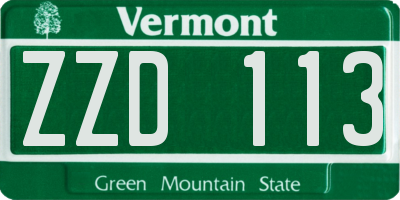 VT license plate ZZD113