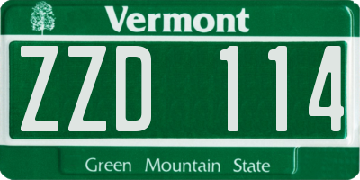 VT license plate ZZD114