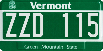 VT license plate ZZD115