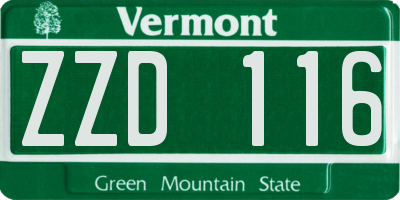 VT license plate ZZD116