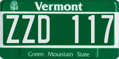 VT license plate ZZD117