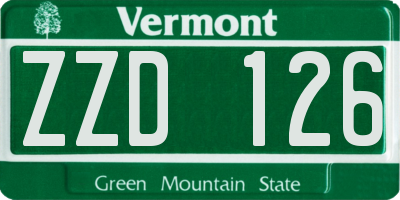 VT license plate ZZD126
