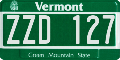 VT license plate ZZD127
