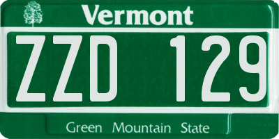 VT license plate ZZD129