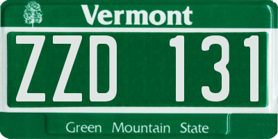 VT license plate ZZD131